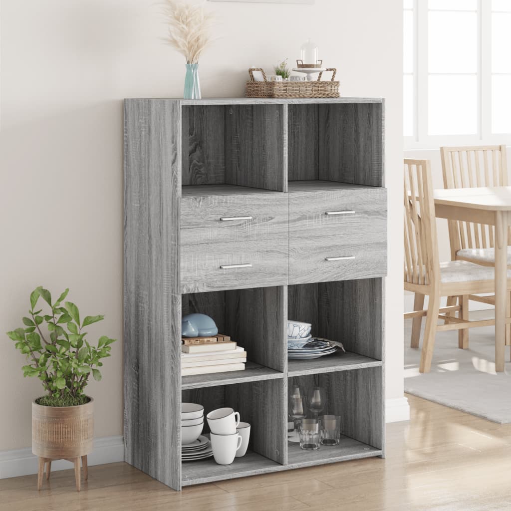 Highboard Grey Sonoma 80x42,5x124 cm Engineered Wood