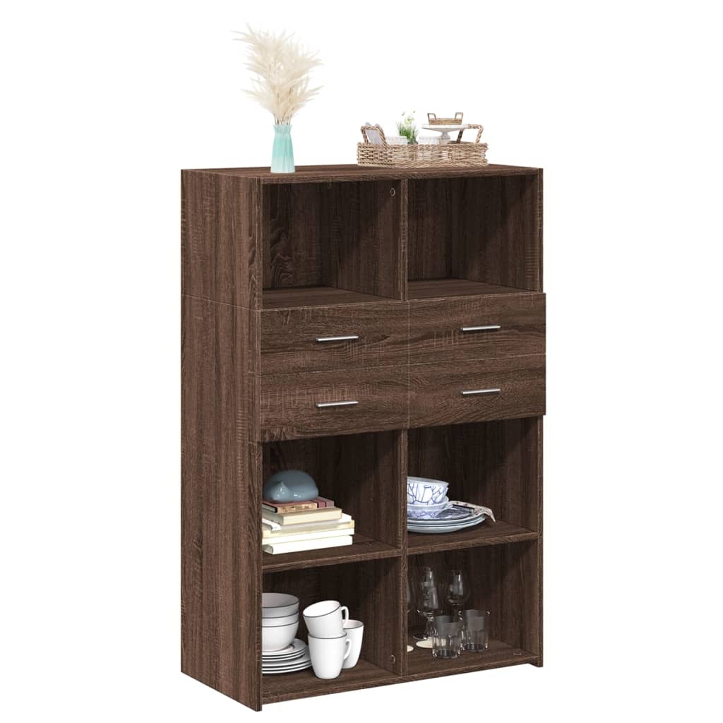 Highboard Brown Oak 80x42,5x124 cm Engineered Wood