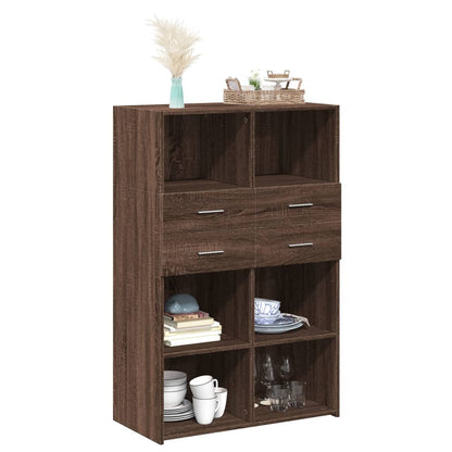 Highboard Brown Oak 80x42,5x124 cm Engineered Wood