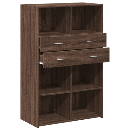 Highboard Brown Oak 80x42,5x124 cm Engineered Wood