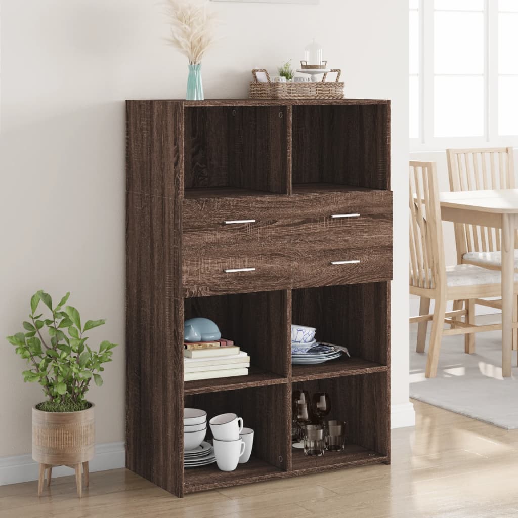 Highboard Brown Oak 80x42,5x124 cm Engineered Wood