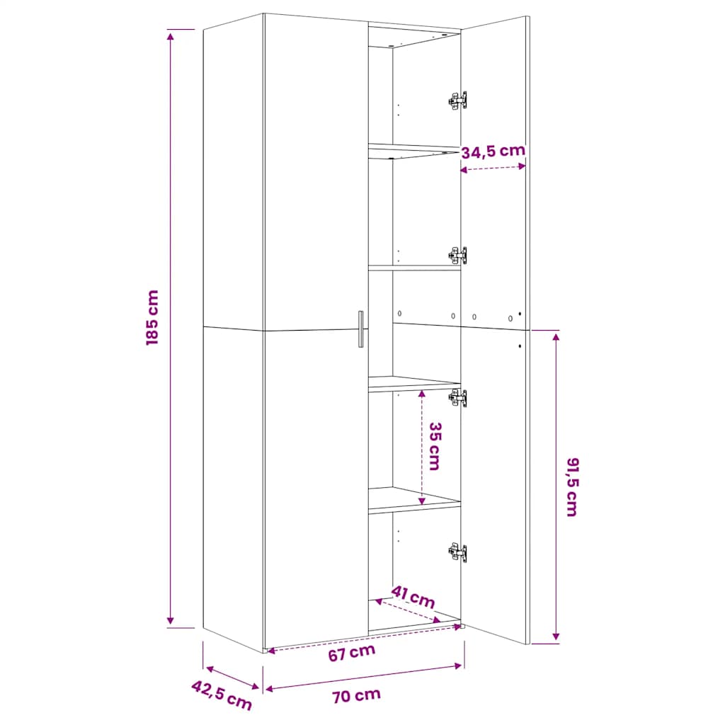 Highboard Smoked Oak 70x42.5x185 cm Engineered Wood