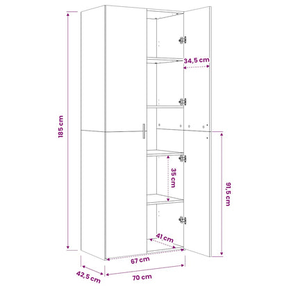 Highboard Grey Sonoma 70x42.5x185 cm Engineered Wood