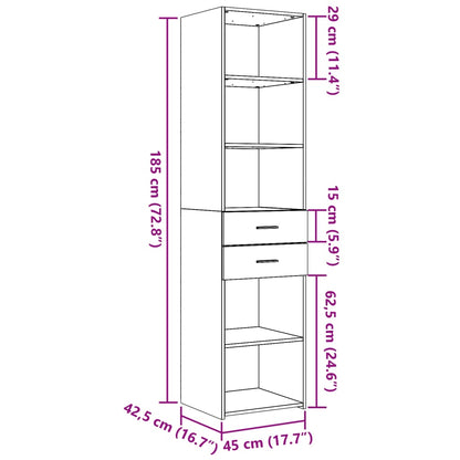 Highboard Grey Sonoma 45x42,5x185 cm Engineered Wood