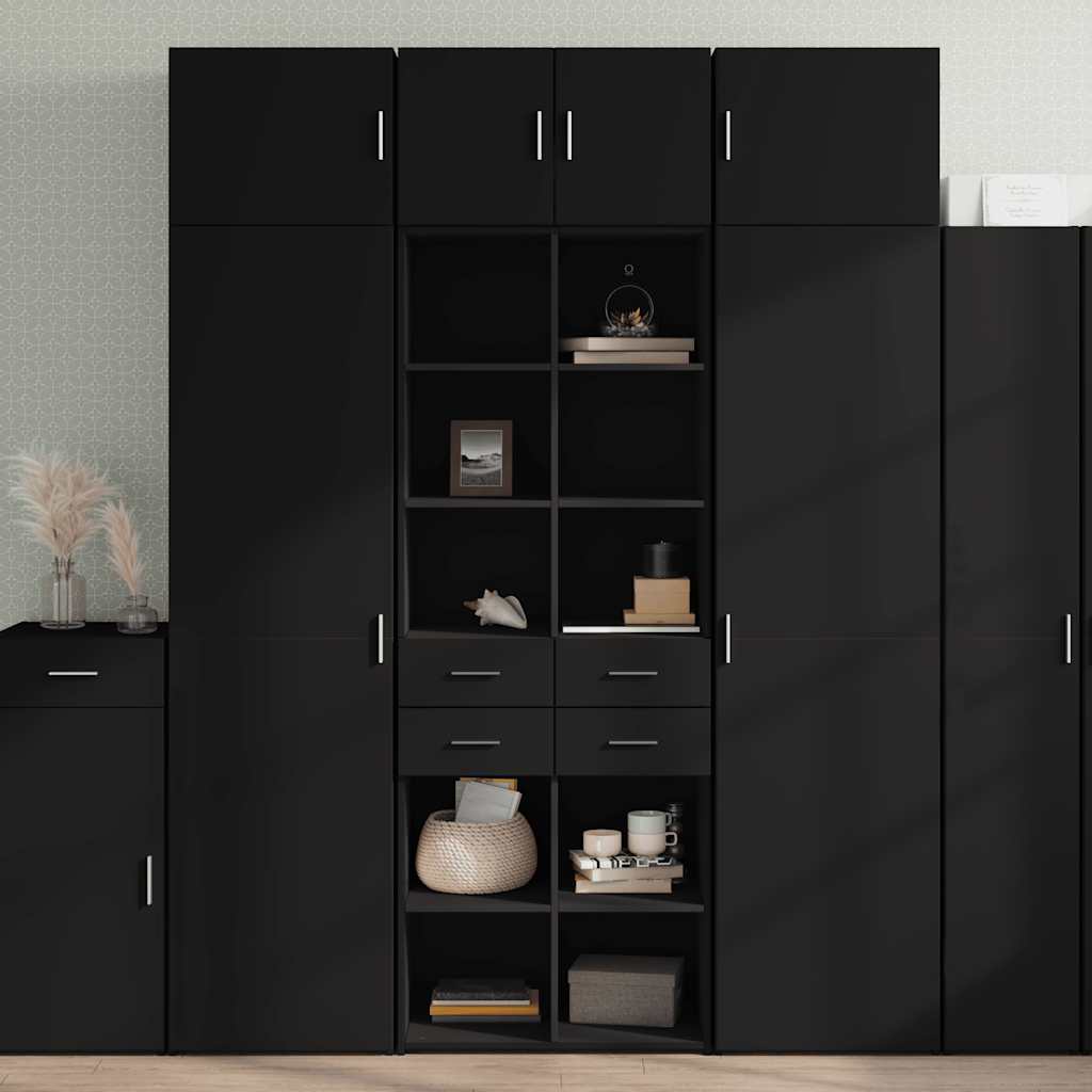 Highboard Black 70x42,5x185 cm Engineered Wood
