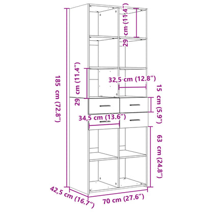 Highboard Smoked Oak 70x42.5x185 cm Engineered Wood