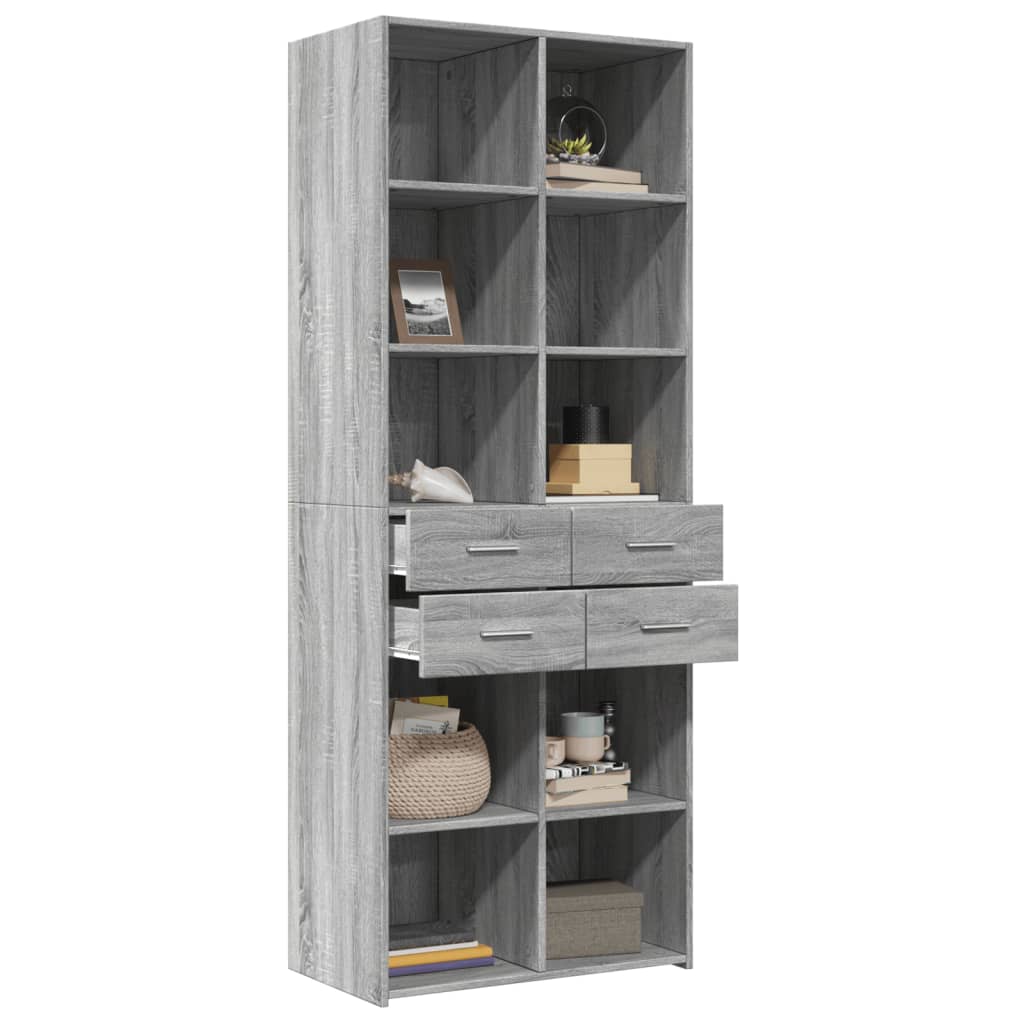 Highboard Grey Sonoma 70x42,5x185 cm Engineered Wood