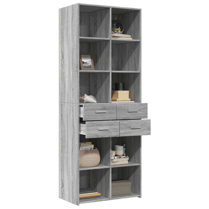 Highboard Grey Sonoma 70x42,5x185 cm Engineered Wood