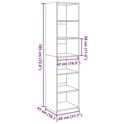 Highboard White 45x41x185 cm Engineered Wood