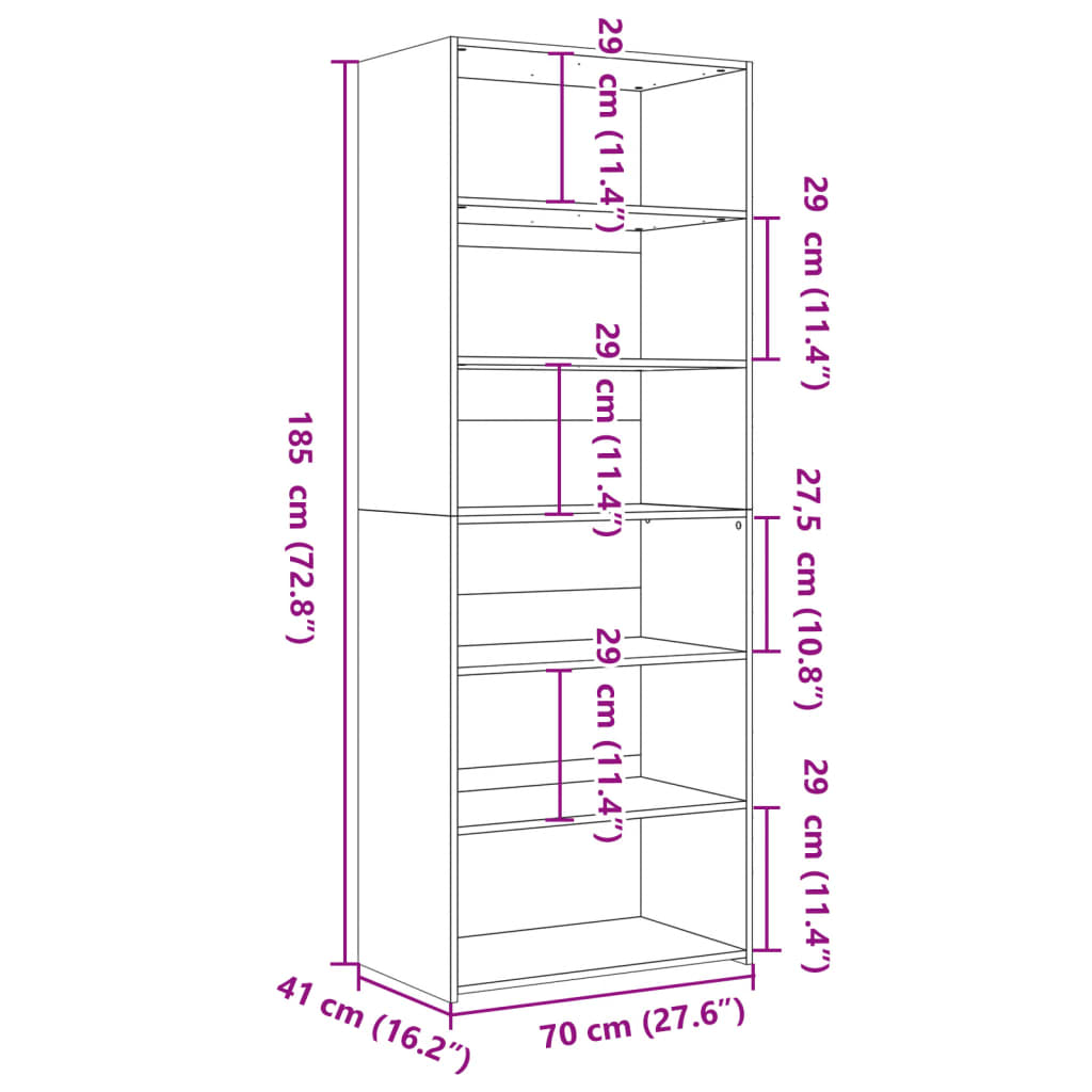 Highboard Sonoma Oak 70x41x185 cm Engineered Wood