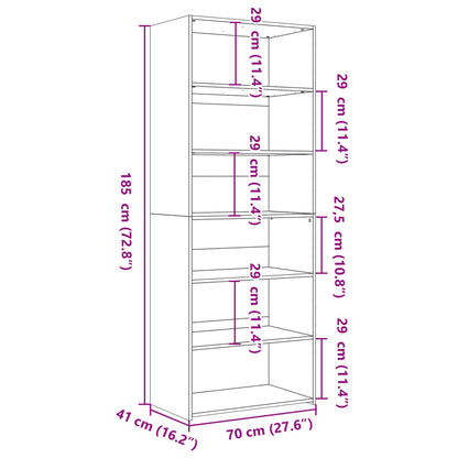 Highboard Grey Sonoma 70x41x185 cm Engineered Wood