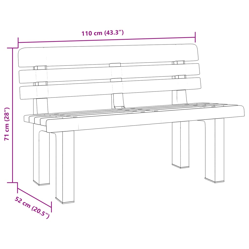 Garden Bench | White | Polypropylene | 2-seater | Durable | Garden Bench