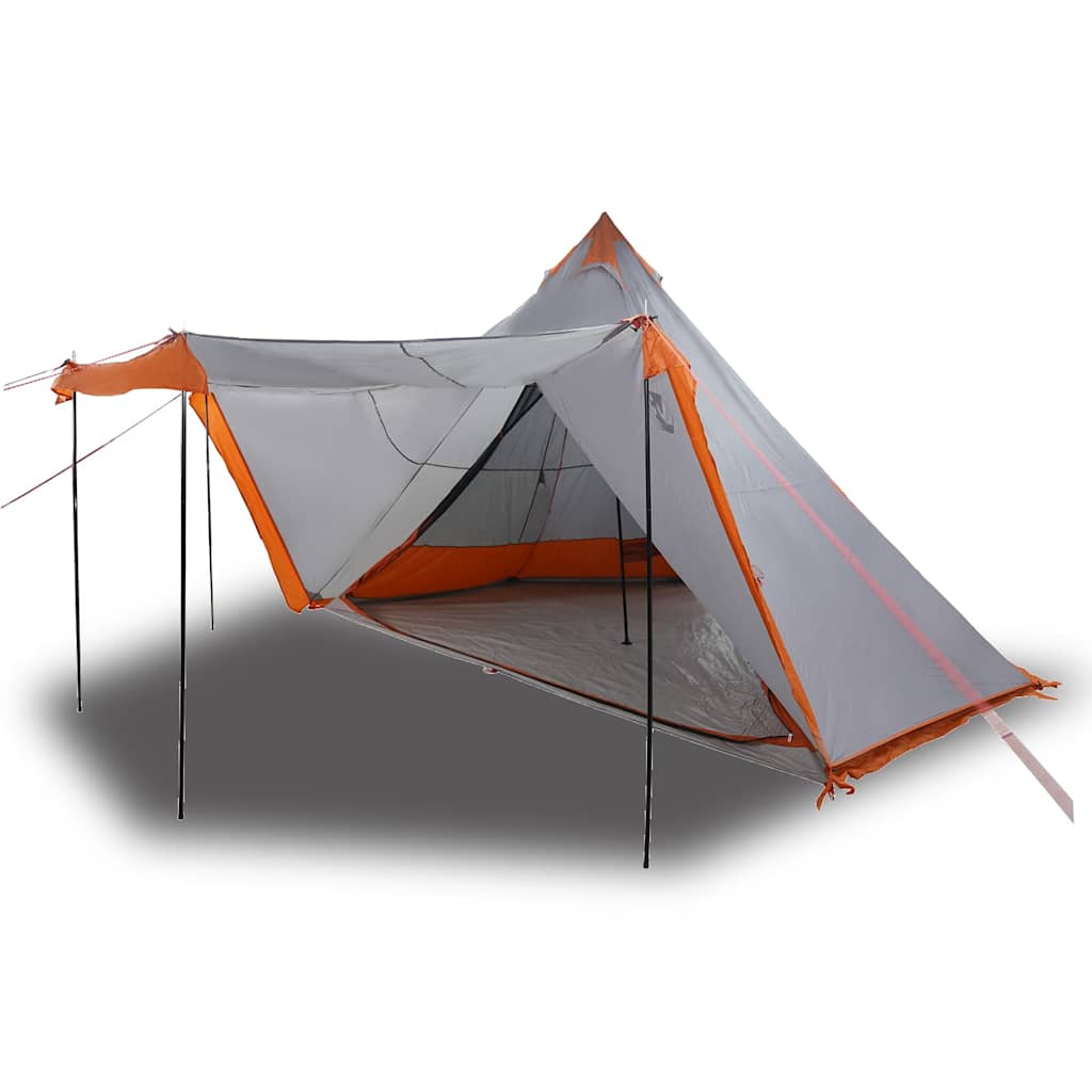 Family Tent Tipi 8-Person Grey and Orange Waterproof