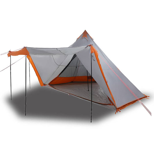 Family Tent Tipi 8-Person Grey and Orange Waterproof