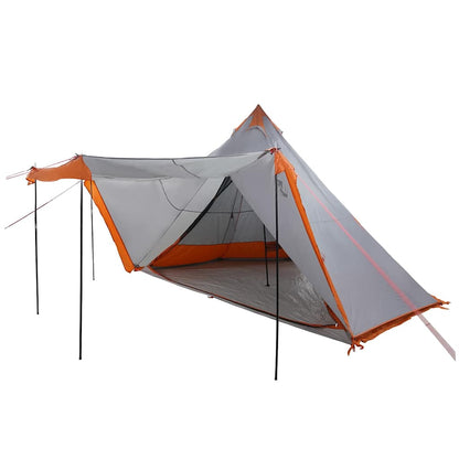 Family Tent Tipi 8-Person Grey and Orange Waterproof