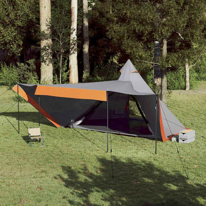 Family Tent Tipi 8-Person Grey and Orange Waterproof
