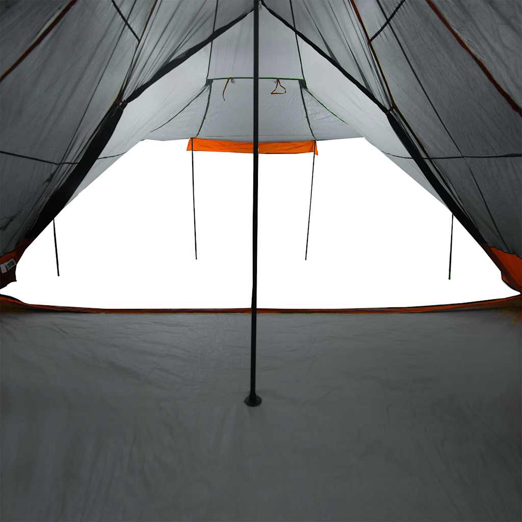 Family Tent Tipi 8-Person Grey and Orange Waterproof