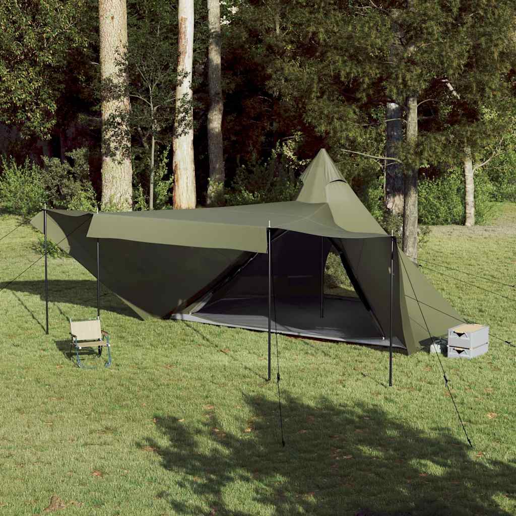 Family Tent Tipi 8-Person Olive Green Waterproof