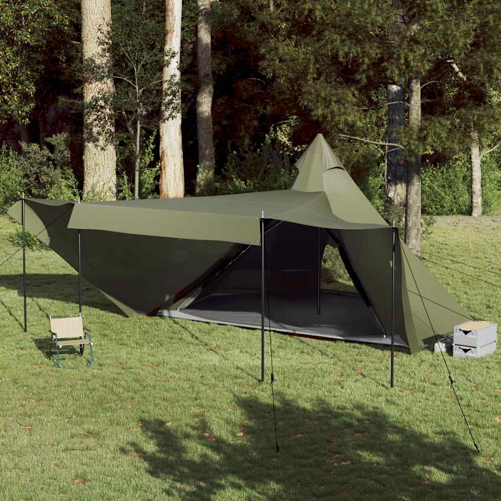 Family Tent Tipi 8-Person Olive Green Waterproof