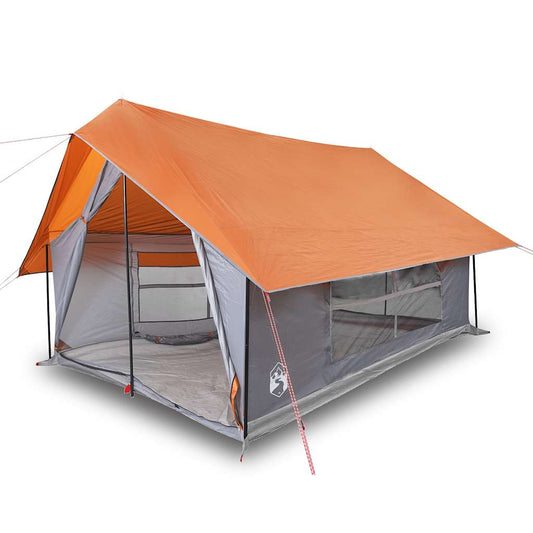 Camping Tent 5-Person Grey and Orange Waterproof