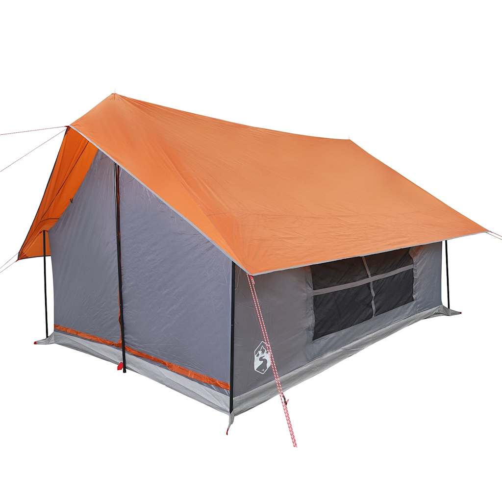 Camping Tent 5-Person Grey and Orange Waterproof