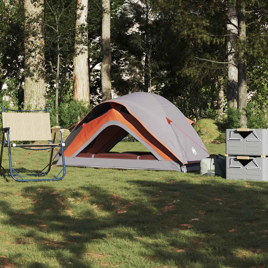 Camping Tent 1-Person Grey and Orange Waterproof