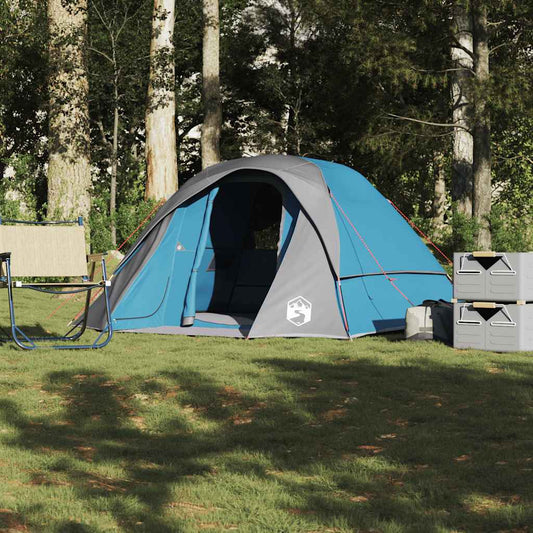 Camping Tent Cabin 4-Person Blue Waterproof