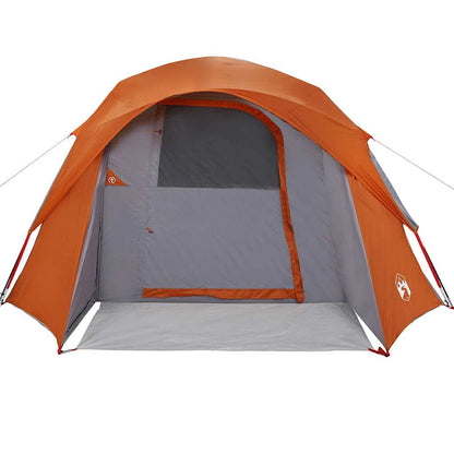 Camping Tent Cabin 4-Person Grey and Orange Waterproof
