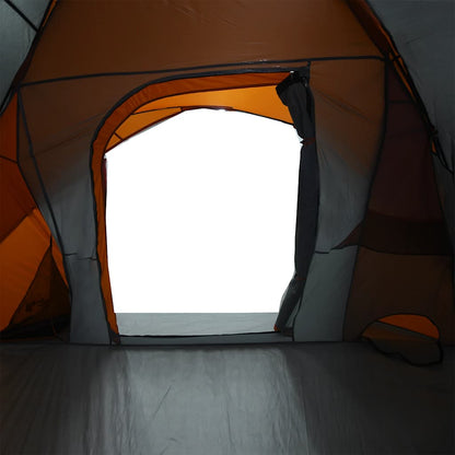 Family Tent Cabin 6-Person Grey and Orange Waterproof
