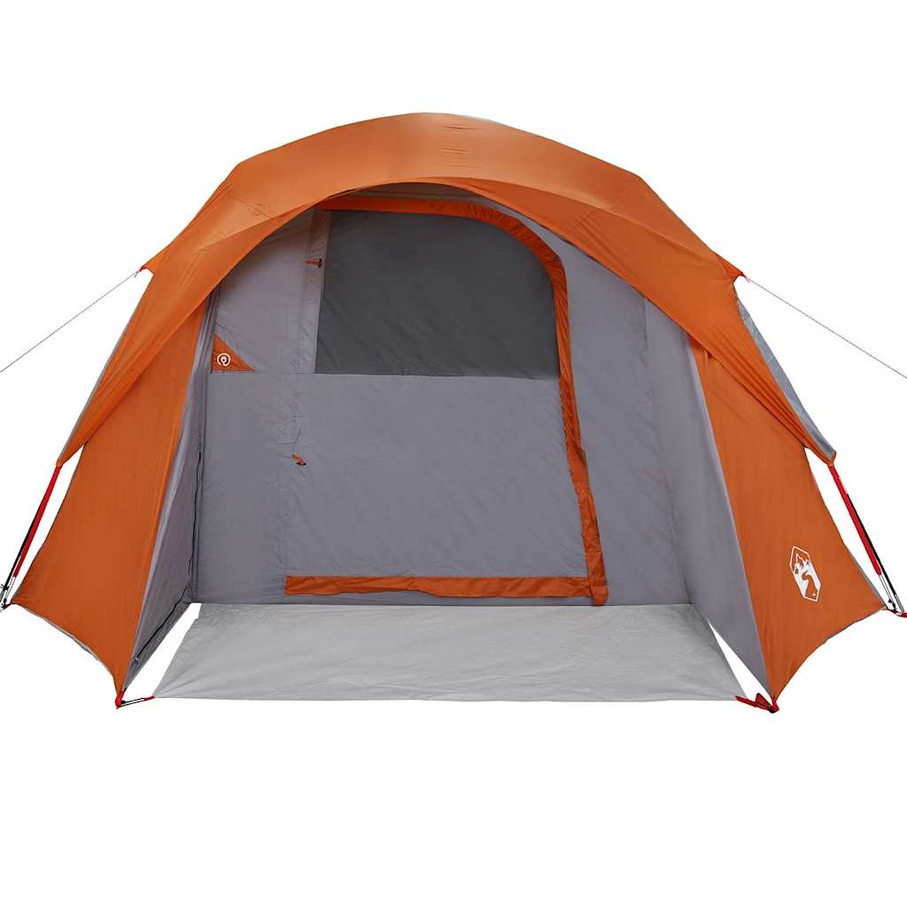 Family Tent Cabin 6-Person Grey and Orange Waterproof