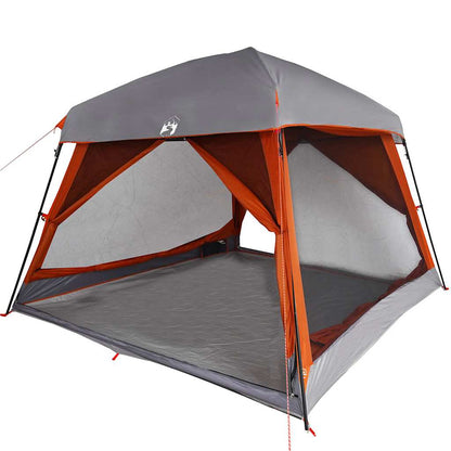Family Tent Cabin 6-Person Grey and Orange Waterproof