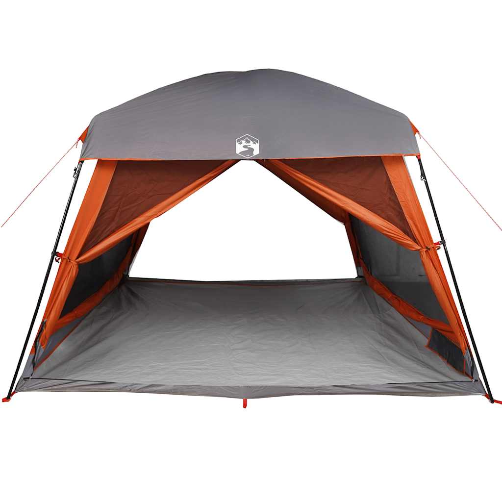 Family Tent Cabin 6-Person Grey and Orange Waterproof