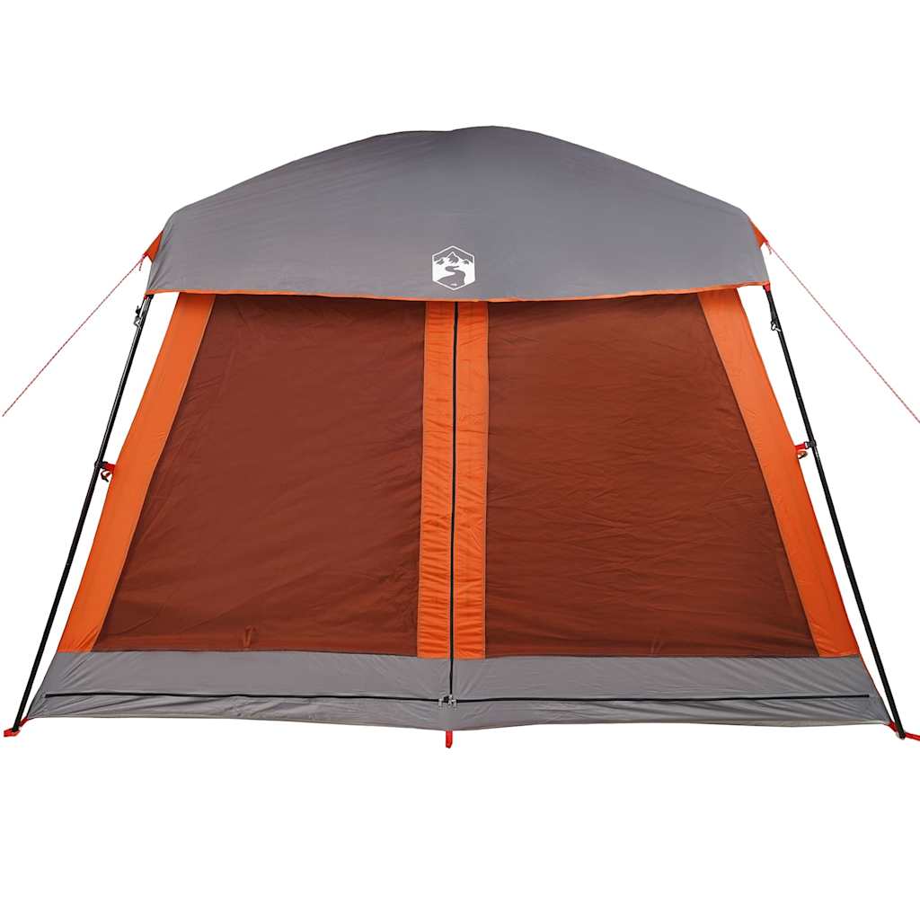 Family Tent Cabin 6-Person Grey and Orange Waterproof