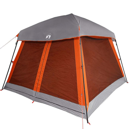 Family Tent Cabin 6-Person Grey and Orange Waterproof