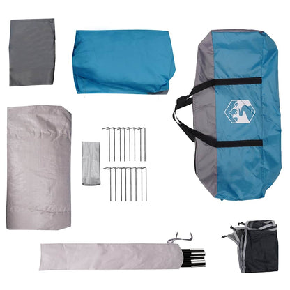Family Tent Tunnel 6-Person Blue Waterproof