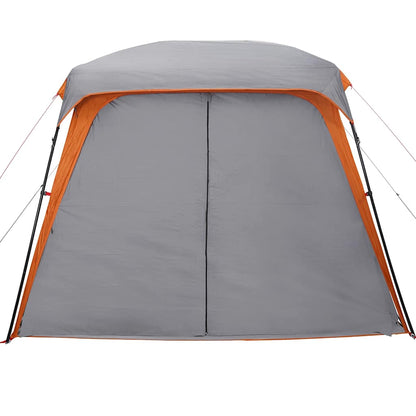 Camping Tent with Porch Dome 5-Person Grey and Orange Waterproof