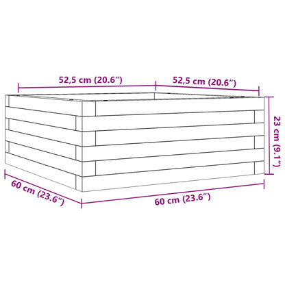 Garden Planter Wax Brown 60x60x23 cm Solid Wood Pine
