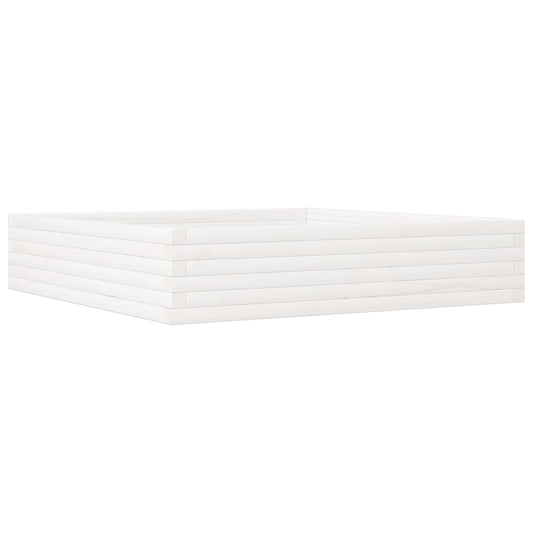 Garden Planter White 110x110x23 cm Solid Wood Pine