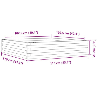 Garden Planter White 110x110x23 cm Solid Wood Pine