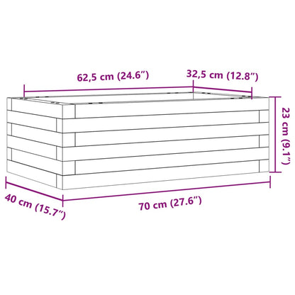 Garden Planter White 70x40x23 cm Solid Wood Pine