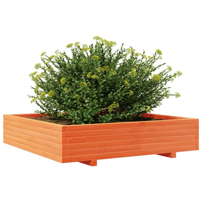 Garden Planter Wax Brown 110x110x26.5 cm Solid Wood Pine