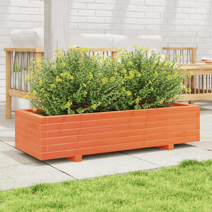 Garden Planter Wax Brown 110x40x26.5 cm Solid Wood Pine