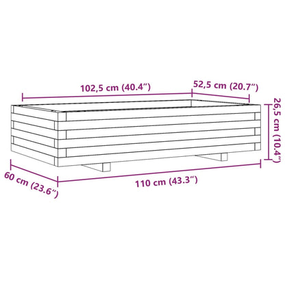 Garden Planter Wax Brown 110x60x26.5 cm Solid Wood Pine