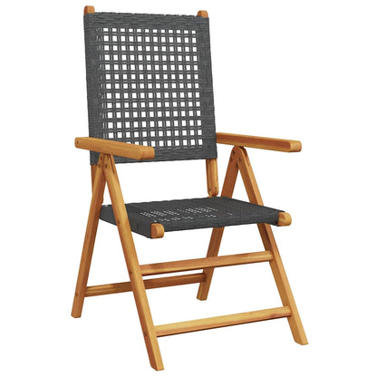 Garden Dining Set | Black | Solid Acacia Wood, PE Rattan | Medium