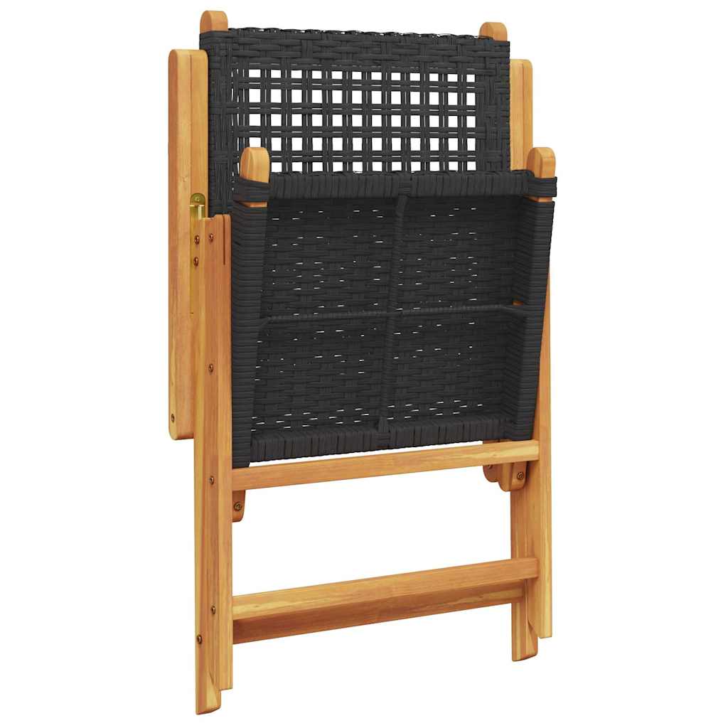 Garden Dining Set | Black | Solid Acacia Wood, PE Rattan | Medium