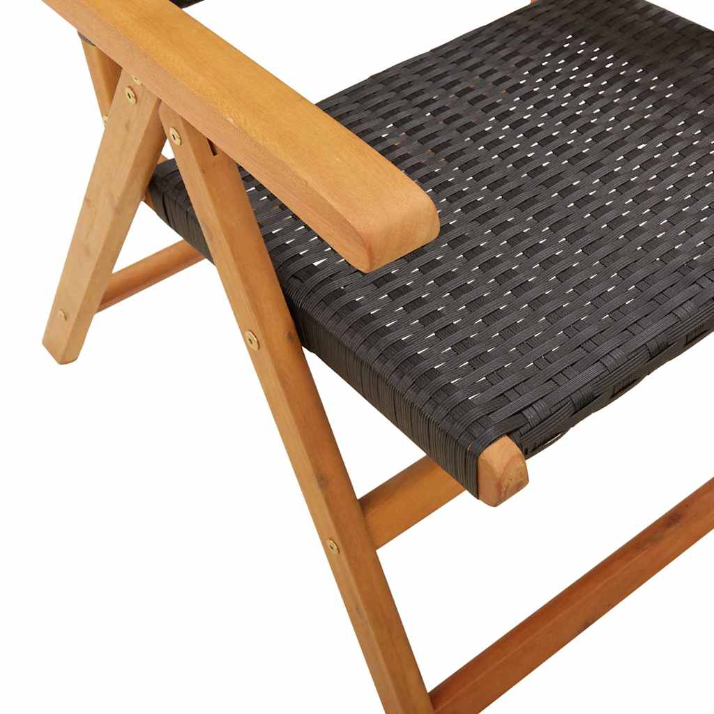 Garden Dining Set | Black | Solid Acacia Wood, PE Rattan | Medium