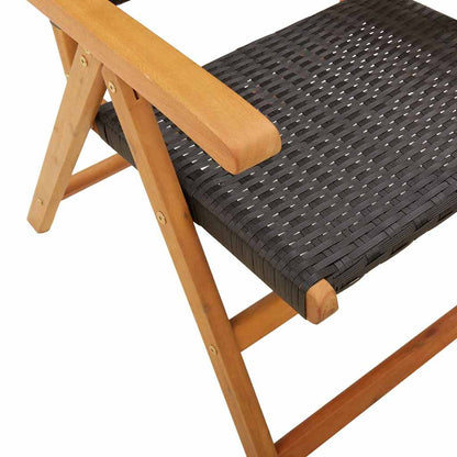 Garden Dining Set | Black | Solid Acacia Wood, PE Rattan | Medium