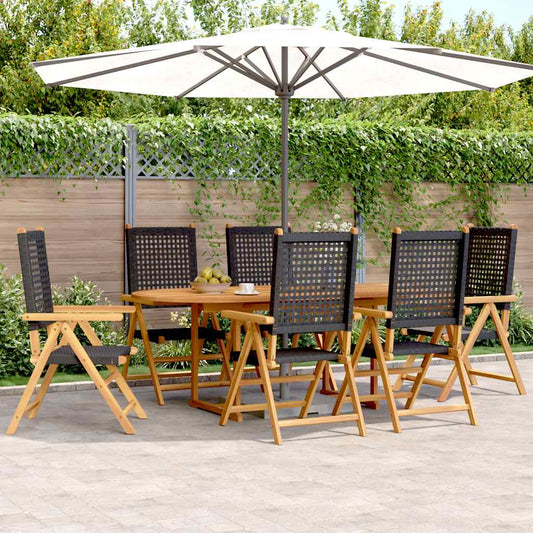 Garden Dining Set | Black | Solid Acacia Wood, PE Rattan | Medium