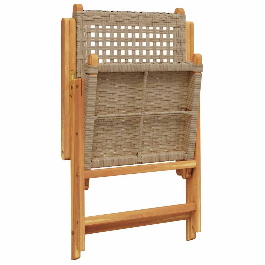 Garden Dining Set | Beige | Solid acacia wood, PE rattan | Medium