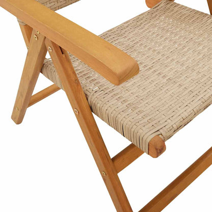 Garden Dining Set | Beige | Solid acacia wood, PE rattan | Medium